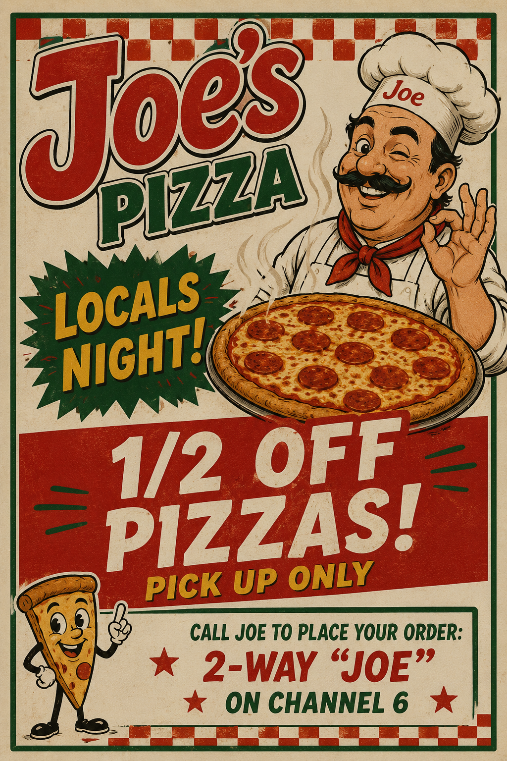 Half Off Pizzas for Locals